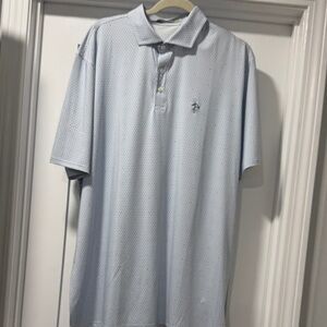 Men's Light Blue Polo with Subtle Micro Dot Detail